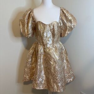 Merci Rose Gold Jacquard Corset Dress – Size M